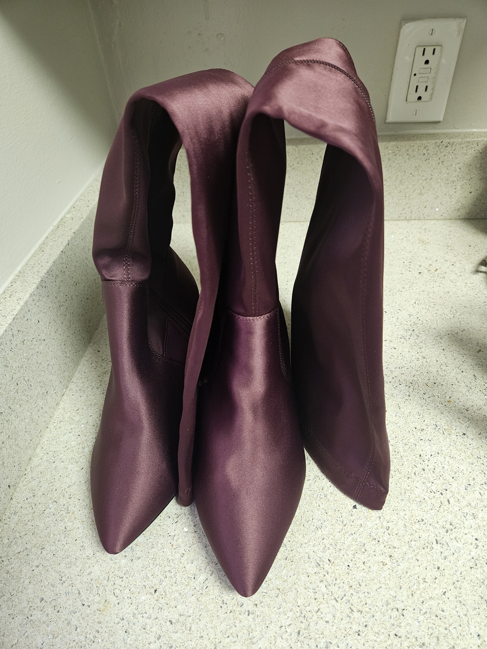 Torrid Knee-High Satin Wine Boots